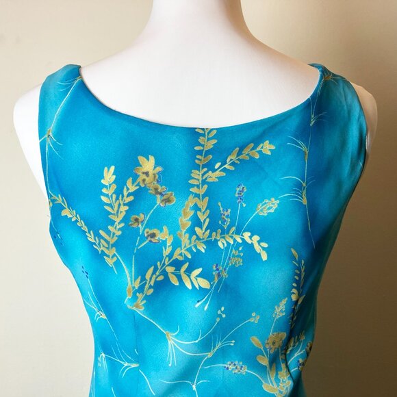 90s Vintage | Long Paige NY Aqua Sundress | Size 4 - Picture 4 of 7